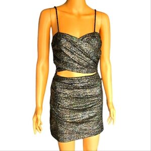 Zara Small Black multicolored glitter short mini dress cut out Spaghetti straps